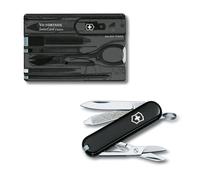 (black) Victorinox Swiss Army knife and SwissCard bundle - multi function pocket tools