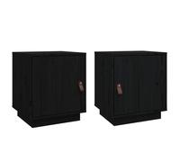 (Black) vidaXL 1/2x Solid Wood Pine Bedside Cabinet Table Bed Cabinet Multi Colours