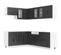 vidaXL 11 Piece Kitchen Cabinet Set Kalmar Black Engineered Wood, Black