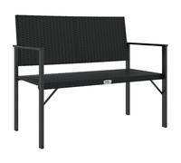 vidaXL 2-Seater Garden Bench Black Poly Rattan