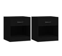 vidaXL Bedside Cabinets 2 pcs with Drawer Black
