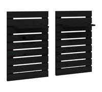 (black) vidaXL 2x Solid Wood Pine Wall-mounted Bedside Shelves Storage Multi Colours