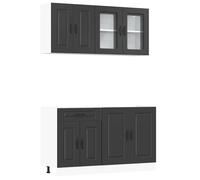 (black) vidaXL 4 Piece Kitchen Cabinet Set Kalmar Black Engineered Wood