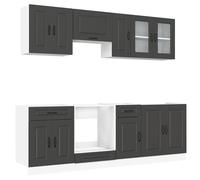 vidaXL 8 Piece Kitchen Cabinet Set Kalmar Black Engineered Wood, Black