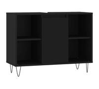 (black) vidaXL Bathroom Cabinet Vanity Unit Highboard Cupboard Black Engineered Wood