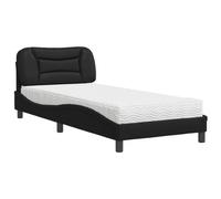 (black) vidaXL Bed with Mattress Bedstead Bed Base Mattress Foundation Faux Leather