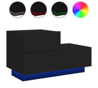 (black) vidaXL Bedside Cabinet with LED Lights Nightstand Bed Cabinet Bedside Table