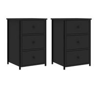 (black) vidaXL Bedside Cabinets Nightstand Bed Table 2 pcs Sonoma Oak Engineered Wood