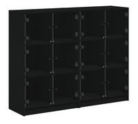 vidaXL Bookcase with Doors Black 136x37x109 cm Engineered Wood, Black