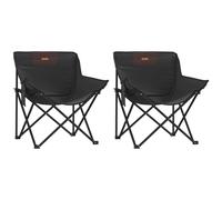 (black) vidaXL Camping Chairs with Pocket Foldable Chair Outdoor Folding Chair 2 pcs