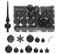 (black) vidaXL Christmas Bauble Set Christmas Decoration 111 Piece and Polystyrene