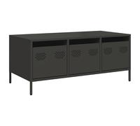 (black) vidaXL Coffee Table Black 101.5x50x43.5 cm Cold-rolled Steel side table