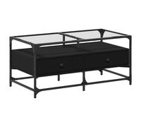 (black) vidaXL Coffee Table with Glass Top Hallway Tea End Table Side Table Steel