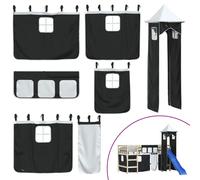 vidaXL Curtains for Loft Bed with Tower, Blackout Curtain for Children Kids Baby, Bed Canopy, Privacy Underbed Curtains, White and Black Polyester