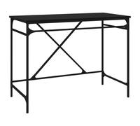 (black) vidaXL Desk Office Computer Desk Writing Desk Table Engineered Wood and Iron
