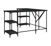 (black) vidaXL Desk Office Desk Computer Table Study Writing Table Engineered Wood