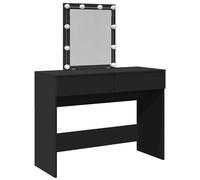 (black) vidaXL Dressing Table with LED Cosmetic Table Vanity Makeup Table Smoked Oak