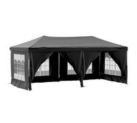 (Black) vidaXL Folding Party Tent with Sidewall Patio Camping Gazebo Pavilion Marquee