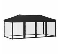 vidaXL Folding Party Tent with Sidewalls Black 3x6 m