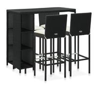 vidaXL 5 Piece Garden Bar Set with Cushions Poly Rattan Black, Black