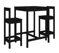 (black) vidaXL Garden Bar Set Wooden Table and Chairs Pub Set 3 Piece Solid Wood Pine