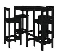 (black) vidaXL Garden Bar Set Wooden Table and Chairs Pub Set 5 Piece Solid Wood Pine
