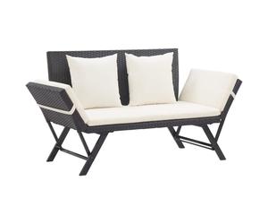 (black) vidaXL Garden Bench with Cushions 176 cm Poly Rattan Dining Seat Multi Colours