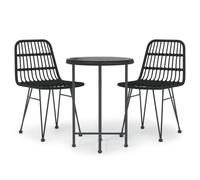Garden Dining Set 3 Piece Poly Rattan Dining Table Chair Black/Brown vidaXL