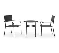 (black) vidaXL Garden Dining Set 3 Piece Poly Rattan Outdoor Furniture Black/Grey