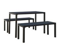 (black) vidaXL Garden Dining Set 3 Piece Table and Chair Steel and WPC Furniture and