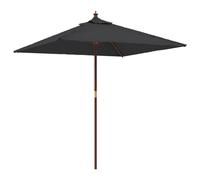 (black) vidaXL Garden Parasol Umbrella with Wooden Pole Outdoor Parasol Sun Umbrella