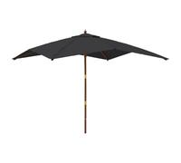 vidaXL Garden Parasol with Wooden Pole Black 300x300x273 cm UK HOT