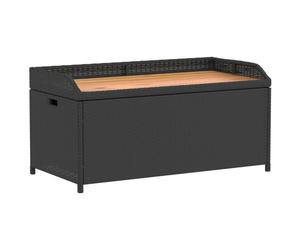 (black) vidaXL Garden Storage Bench Outdoor Bench Cushion Box Storage Box Poly Rattan