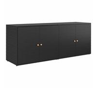 Black Poly Rattan Garden Patio Storage Cabinet Large Unit - 198x55.5x80 cm