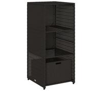 (black) vidaXL Garden Storage Cabinet Outdoor Storage Box Cupboard Black Poly Rattan
