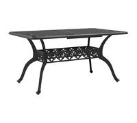 (black) vidaXL Garden Table Outdoor Dining Table Balcony Side Table Cast Aluminium
