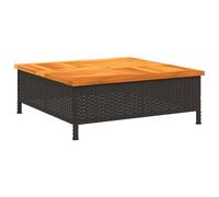 (black) vidaXL Garden Table Patio Outdoor Table Dining Table Rattan and Acacia Wood