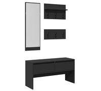 Vidaxl 4 Piece Hallway Furniture Set Black Engineered Wood