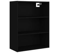 vidaXL 3 Shelf Black Hanging Wall Cabinet - Size: 90 x 69.5 x 32.5cm - Wilko