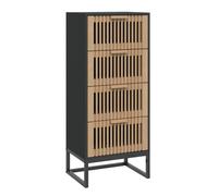 Highboard Black 40x30x95 cm Engineered Wood & Solid Pinewood Tall Cabinet Shelf