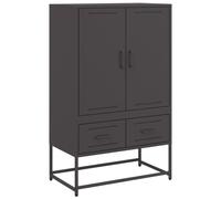 (black) vidaXL Highboard Sideboard Buffet High Cabinet Storage Cupboard Black Steel