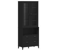(black) vidaXL Highboard Sideboard Storage Cupboard Cabinet White Solid Wood Pine