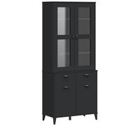 (black) vidaXL Highboard Sideboard Storage Cupboard Cabinet White Solid Wood Pine