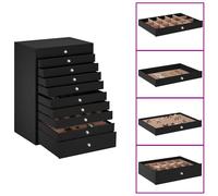 vidaXL jewelry box - black velvet lined organizer - 10-layer with watch holders - leatherette finish - 29x20.5x40.5 cm