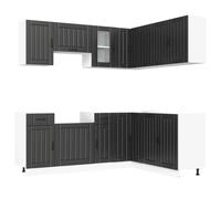 (black) vidaXL Kitchen Cabinet Set Highboard Cabinet Storage Cupboard Engineered Wood