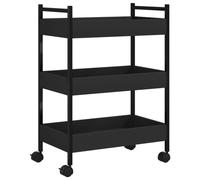 (black) vidaXL Kitchen Trolley Rolling Cart Storage Cart Brown Oak Engineered Wood
