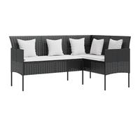 (black) vidaXL L-shaped Couch Sofa with Cushions Poly Rattan Garden Sofa Multi Colours