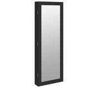 vidaXL Mirror Jewellery Cabinet with LED Lights Wall Mounted Black