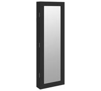 (black) vidaXL Mirror Jewellery Cabinet Jewelry Armoire Mirror Wall Mounted Black