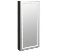 vidaXL Wall-mounted Mirror Jewellery Cabinet with LED Lights in Stylish Black Engineered Wood offering Ample Storage Space and Practical Mirror